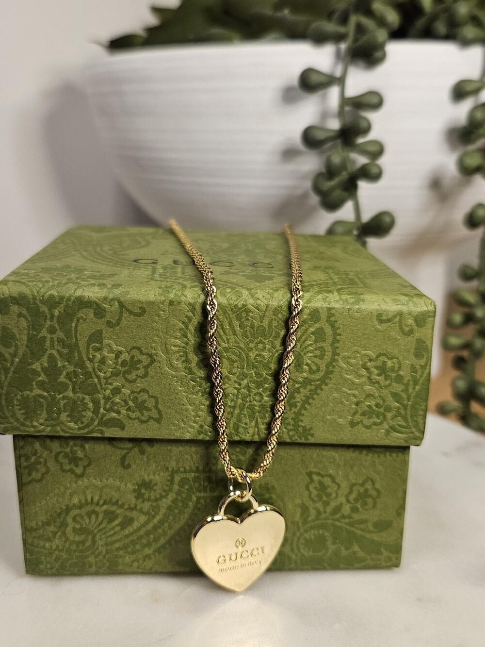 ✨️ Upcycled Gucci Gold Heart Zipper Pull Necklace